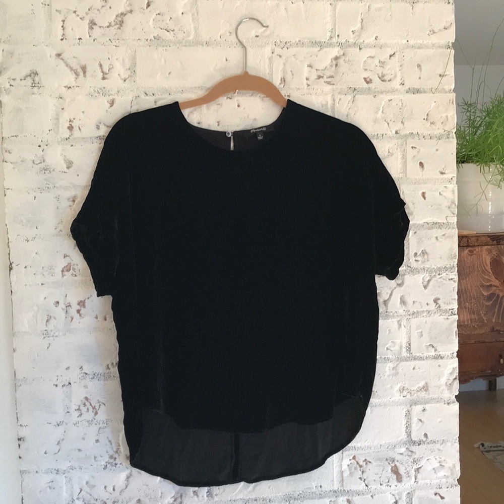 Madewell velvet tulip hem top